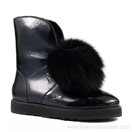 Waterproof real sheepskin snow boots